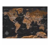 murando - Papier peint panoramique Carte du monde 250x175 cm - Revêtement mural décoration salon - Drapeaux marron, cartes des continents, inscriptions dans le monde anglais k-A-0206-a-a