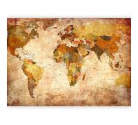 murando - Papier peint panoramique Carte du monde 350x256 cm - Revêtement mural décoration chambre salon - Design moderne - Beige vert marron - Continents beige carte du monde ancien k-A-0315-a-a