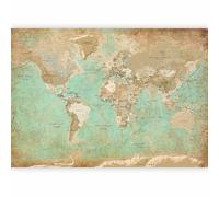 murando - Papier peint panoramique Carte du monde 350x256 cm - Revêtement mural décoration salon - Cartes des continents inscriptions en anglais rétro monde vintage vert k-A-0105-a-a