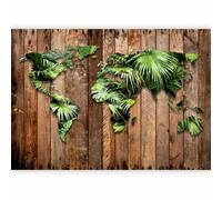 murando - Papier peint panoramique Carte du monde 350x256 cm - Revêtement mural décoration salon - Design moderne - Abstraction bois jungle feuilles cartes nature plantes monde k-C-0110-a-a