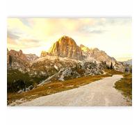 murando - Papier Peint Panoramique Intissé Paysage 350x256 cm - Revêtement Mural pour Salon - Jaune marron - Beige route montagnes paysage nature lever du soleil vert c-B-0279-a-a