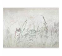 murando - Papier peint panoramique nature 300x210 cm - Revêtement mural décoration pour chambre salon cuisine - Design unique et moderne - Gris - Boho feuilles gazon plantes fleurs b-C-10247-a-b