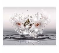 murando - Papier peint panoramique nature 350x256 cm - Revêtement mural décoration pour chambre salon - Design unique et moderne - Gris marron beige - Abstraction de fleurs d'eau b-C-0931-a-a