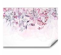murando - Papier peint panoramique nature 450x315 cm - Revêtement mural décoration pour chambre salon - Design moderne - Rose gris violet - Fleurs feuilles nature plantes rose b-A-0694-a-c