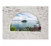 murando - Papier peint panoramique paysage 350x256 cm - Revêtement mural décoration pour chambre salon - Design unique et moderne - Violet vert gris - Paysage de plage en grèce c-A-0051-a-c