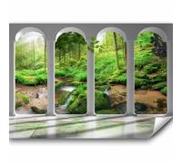 murando - Papier peint panoramique paysage 450x315 cm - Revêtement mural décoration pour chambre salon - Design moderne - Marron vert gris - Architecture des arbres colonnes forêt c-C-0187-a-a