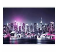 murando - Papier peint panoramique ville 300x210 cm - Revêtement mural décoration salon - Architecture marron manhattan ville urbain nuit new york panorama rivière gratte-ciel d-C-0012-a-d