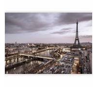 murando - Papier peint panoramique ville 350x256 cm - Revêtement mural décoration salon - Design moderne - Blanc noir marron - Architecture france ville paris fleuve tour eiffel d-B-0207-a-c