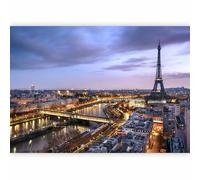 murando - Papier peint panoramique ville 400x280 cm - Revêtement mural décoration salon - Design moderne - Gris bleu violet - Architecture france ville pont paris rivière tour eiffel d-B-0207-a-b