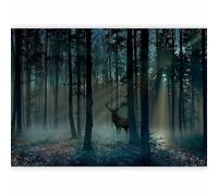 murando - Papier peint PREMIUM 100x70 cm - Revêtement mural chambre salon - Fresque chambre adulte - Décoration design moderne - Cerf forêt nature plantes animaux c-C-0431-a-d