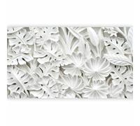 murando - Papier peint PREMIUM 250x175 cm - Revêtement mural chambre salon - Décoration murale design moderne - Espace Fleurs Feuilles Statue Plâtre Composition Grise Blanc f-B-0038-a-b