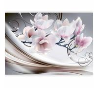 murando - Papier peint PREMIUM 300x210 cm - Revêtement mural chambre salon - Décoration murale design moderne - Fleurs magnolia élégantes - Fond abstrait brillant b-A-0222-a-d