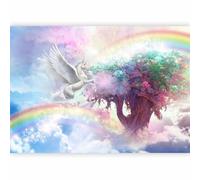 murando - Papier peint PREMIUM 350x256 cm - Revêtement mural chambre salon - Décoration murale design moderne - Licorne ailée féerique - Arc-en-ciel arbre magique e-C-10029-a-a