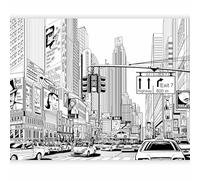 murando - Papier peint PREMIUM 350x256 cm - Revêtement mural chambre salon - Gratte-Ciels Noirs Rues De La Ville Urbaines Nouvelles Voitures Usa Architecture Adolescent 100404-24