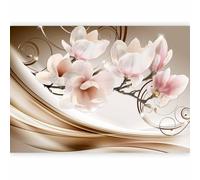 murando - Papier peint PREMIUM 450x315 cm - Revêtement mural chambre salon - Décoration murale design moderne - Fleurs Plantes Vagues Nature Magnolias Gris Magnolia b-A-0222-a-b