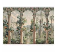 murando - Papiers peints intissés pour chambres et salons 350x256 cm - Colonnade Plantes Arbres Maison Paradis Colonne Cour Orange Donnant Sur Palmiers Beiges Exotiques Palmiers c-H-10064-a-a