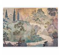 murando - Papiers peints PREMIUM pour chambres et salons 250x175 cm - Roches Multicolores Pittoresques Arbres Beiges Collines Japonaises Orientales Paysage Fond Aquarelle c-H-10061-a-a
