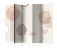 murando - Paravent à Deux côtés 225x172 cm - Séparateur de pièce en Bois Naturel avec Toile - Gentlestories Abstraction géométrique Figures géométriques Cercles Tendances scandiboho a-A-0859-z-c