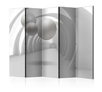 murando - Paravent à Deux côtés 225x172 cm - Séparateur de pièce en Bois Naturel avec Toile imprimée - Abstraction Architecture Blanc Figures géométriques géométrique Moderne Tunnels a-B-0034-z-c