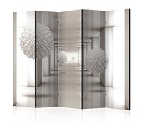 murando - Paravent à Deux côtés 225x172 cm - Séparateur de pièce en Bois Naturel avec Toile imprimée - Abstraction Figures géométriques Illusion géométrique Couloir Espace Moderne a-A-0149-z-c