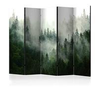murando - Paravent à Deux côtés 225x172 cm - Séparateur de pièce en Bois Naturel avec Toile imprimée - Arbres habillésautomne Paysage forêt Brouillard Nature Paysage Plantes Tendances b-B-0333-z-c