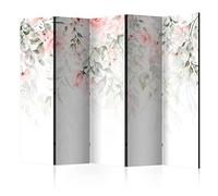 murando - Paravent à Deux côtés 225x172 cm - Séparateur de pièce en Bois Naturel avec Toile imprimée Pliable - Roses Fleurs Plantes Tendances Nature Couleurs de Fleurs fraîches b-A-0697-z-c