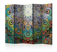 murando - Paravent intérieur à Deux côtés 225x172 cm - Séparateur de pièce en Bois Naturel avec Toile imprimée, Portable et Pliable - Motif Ethnique coloré Mandala orienter Fond Zen f-A-0618-z-c