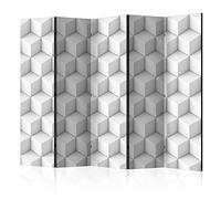 murando - Paravent intérieur à Deux côtés 225x172 cm - Séparateur de pièce en Bois Naturel avec Toile imprimée, Portable et Pliable - Abstraction Blanche Figures géométriques cubisme a-B-0060-z-c