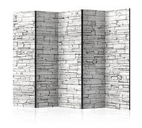 murando - Paravent intérieur à Deux côtés 225x172 cm - Séparateur de pièce en Bois Naturel avec Toile imprimée Pliable - Architecture Pierre Blanche Luxe rétro Texture Fond Vintage f-B-0117-z-c