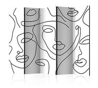 murando - Paravent intérieur à Deux côtés 225x172 cm - Séparateur de pièce en Bois Naturel avec Toile imprimée bilatérale, Portable et Pliable - Abstraction Tendances scandiboho h-A-0239-z-c