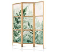 murando - Paravent Intérieur Japonais 135x171 cm - Séparateur de Pièce en Bois Naturel - Cloison de Séparation pour Chambre à Coucher - Design Naturel avec Feuillage Vert b-H-10113-bh-a