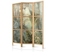 murando - Paravent Intérieur Japonais 135x172 cm - Séparateur de Pièce en Bois Naturel - Cloison de Séparation pour Chambre à Coucher - Jungle Vintage avec Texture Béton b-C-10082-bh-b
