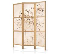 murando - Paravent Intérieur Japonais 135x172 cm - Séparateur de Pièce en Bois Naturel et Toile Imprimée - Cloison de Séparation pour Chambre - Paravent Oriental Portable et Pliable b-C-1015-bh-b
