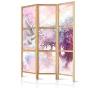 murando - Paravent Intérieur Japonais 135x172 cm - Séparateur de Pièce en Bois Naturel et Toile Imprimée - Cloison de Séparation pour Chambre - Paravent Oriental Portable et Pliable e-C-10029-bh-c