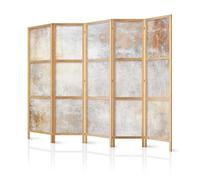 murando - Paravent Intérieur Japonais 225x172 cm - Séparateur de Pièce en Bois Naturel et Toile - Paravent Oriental Portable et Pliable - Effet Vieilli et Subtil de Tons Pastel f-A-10098-bh-a