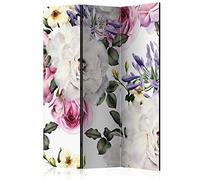 murando - Paravent intérieur unilatéral 135x172 cm - Séparateur de pièce en Bois Naturel avec Toile imprimée d'un côté, pour Chambre à Coucher - Tendances Nature Plantes Fleurs coloré b-B-0388-z-b