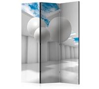 murando - Paravent intérieur unilatéral 135x172 cm - Séparateur de pièce en Bois Naturel avec Toile imprimée, pour Chambre à Coucher - Architecture Figures géométriques Espace a-B-0069-z-b