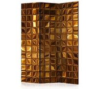 murando - Paravent intérieur unilatéral 135x172 cm - Séparateur de pièce en Bois Naturel avec Toile imprimée d'un côté, pour Chambre à Coucher - Mosaïque Texture Fond doré f-B-0007-z-b