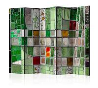 murando - Paravent intérieur unilatéral 225x172 cm - Séparateur de pièce en Bois Naturel avec Toile imprimée d'un côté, pour Chambre à Coucher - Mosaïque de Verre colorée f-B-0088-z-c