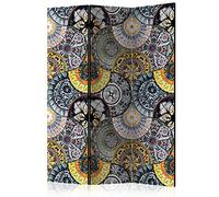 murando - Paravent unilatéral 135x172 cm - Séparateur de pièce en Bois Naturel avec Toile imprimée Chambre à Coucher - Motif Artistique Fantaisie Ethnique Fond de mosaïque colorée o-C-0001-z-b