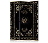 murando - Paravent unilatéral 135x172 cm - Séparateur de pièce en Bois Naturel avec Toile imprimée, pour Chambre à Coucher - Modèle Noir Baroque Ornements rétro de Luxe Fond Vintage f-A-0126-z-b