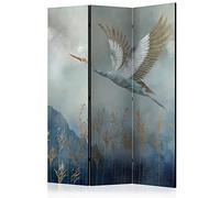 murando - Paravent unilatéral 135x172 cm - Séparateur de pièce en Bois Naturel avec Toile imprimée - Tendances japonaises Paysage Nature Oiseaux Montagnes Brouillard Nuages g-A-0364-z-b