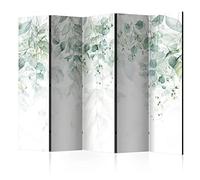 murando - Paravent unilatéral 225x172 cm - Séparateur de pièce en Bois Naturel avec Toile imprimée Chambre à Coucher - Forêt Jungle Arbres Feuilles Nature Tendances Couleurs de Nature b-C-0615-z-c