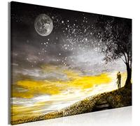 murando - Peinture acrylique 120x80 cm - Effet texturé ou coup de pinceau - Décoration avec finition faite à la main - Finition artisanale - Paysage nocturne gris et jaune h-C-0212-b-a