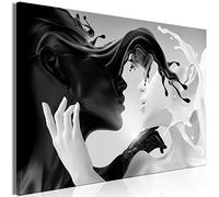 murando - Peinture acrylique 120x80 cm - Effet texturé ou coup de pinceau - Décoration avec finition faite à la main - Salon chambre - Amoureux visages abstraits noir et blanc h-C-0213-b-a