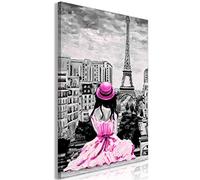 murando - Peinture acrylique 40x60 cm - Effet texturé ou coup de pinceau - Décoration avec finition faite à la main - Finition artisanale - Paris City tour Eiffel Femme h-C-0118-b-d