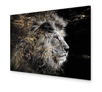 murando - Peinture acrylique Animal 120x80 cm - Effet texturé ou coup de pinceau - Décoration avec finition faite à la main - Salon chambre - Portrait d'un lion en noir et blanc g-C-0351-b-a