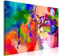 murando - Peinture acrylique Animal 90x60 cm - Effet texturé ou coup de pinceau - Décoration avec finition faite à la main - Chat coloré abstrait éclaboussures de peinture g-B-0077-b-a