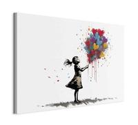 murando Peinture acrylique Banksy 120x80 cm - Effet texturé ou coup de pinceau - décoration Finie ? la Main Salon chambre - kleines Mädchen mit einem Strauß Rosen h-H-10029-b-a