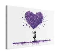 murando Peinture acrylique Banksy 60x40 cm - Effet texturé ou coup de pinceau - décoration Finie ? la Main Salon chambre - Das Kind hält einen rosa herzförmigen Ballon h-H-10027-b-a